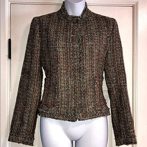 “Midi” VINTAGE-STYLE Multi-Hued Tweed Jacket M
